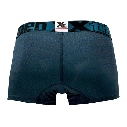 Dark teal xtremen 51449c geometric jacquard trunk mens boxer briefs with textured fabric and black xtreme men waistband