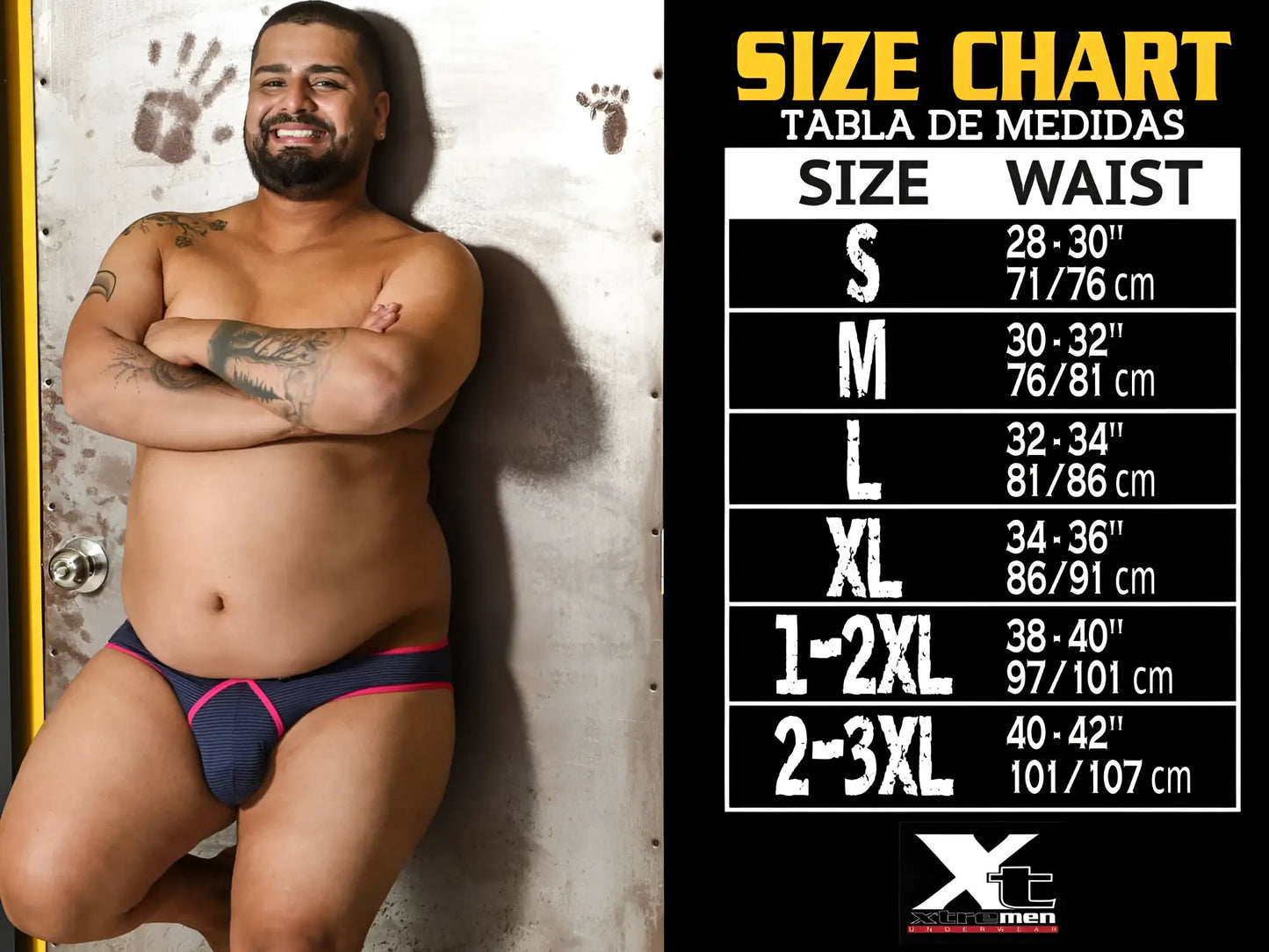 Xtremen 51478c microfiber jacquard trunks in navy blue and pink athletic briefs with textured fabric design