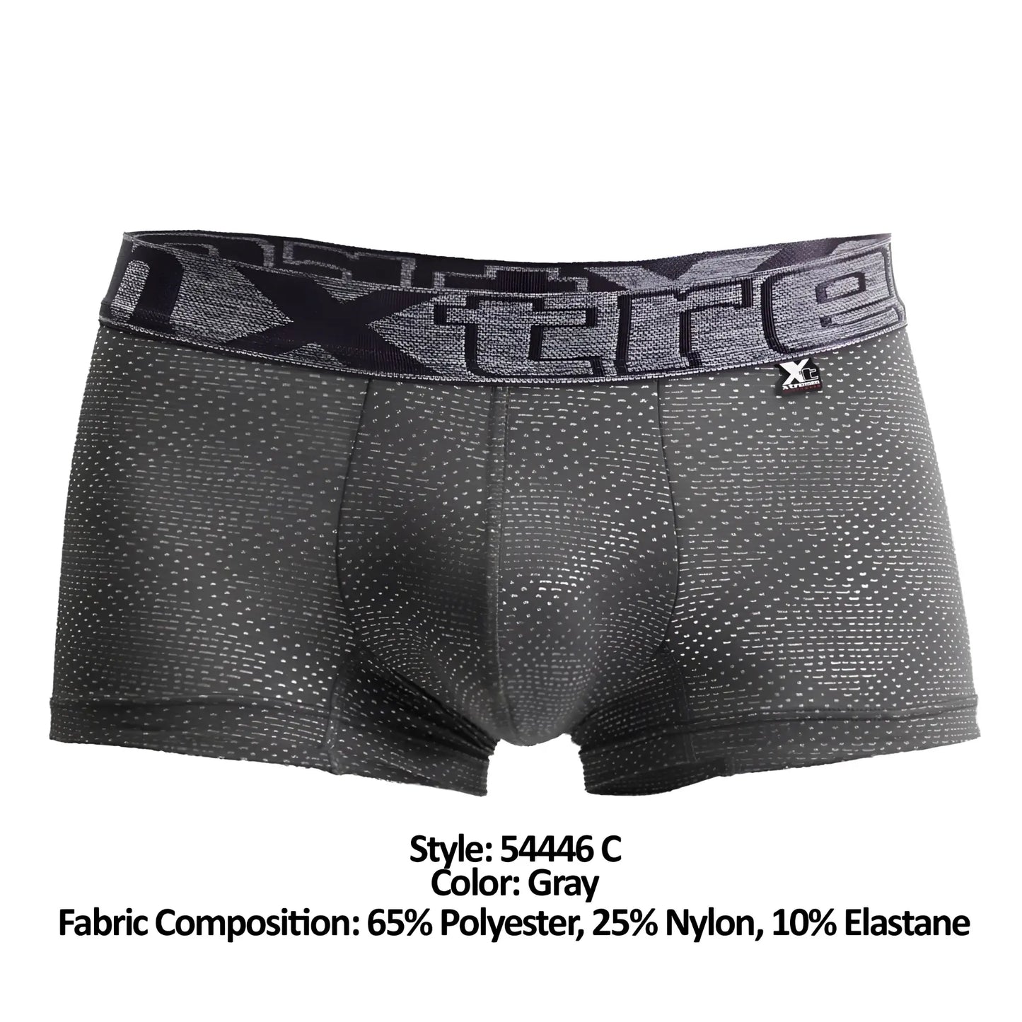 Gray xtremen 54446c jacquard stripes men’s boxer briefs with textured dotted pattern and elastic waistband