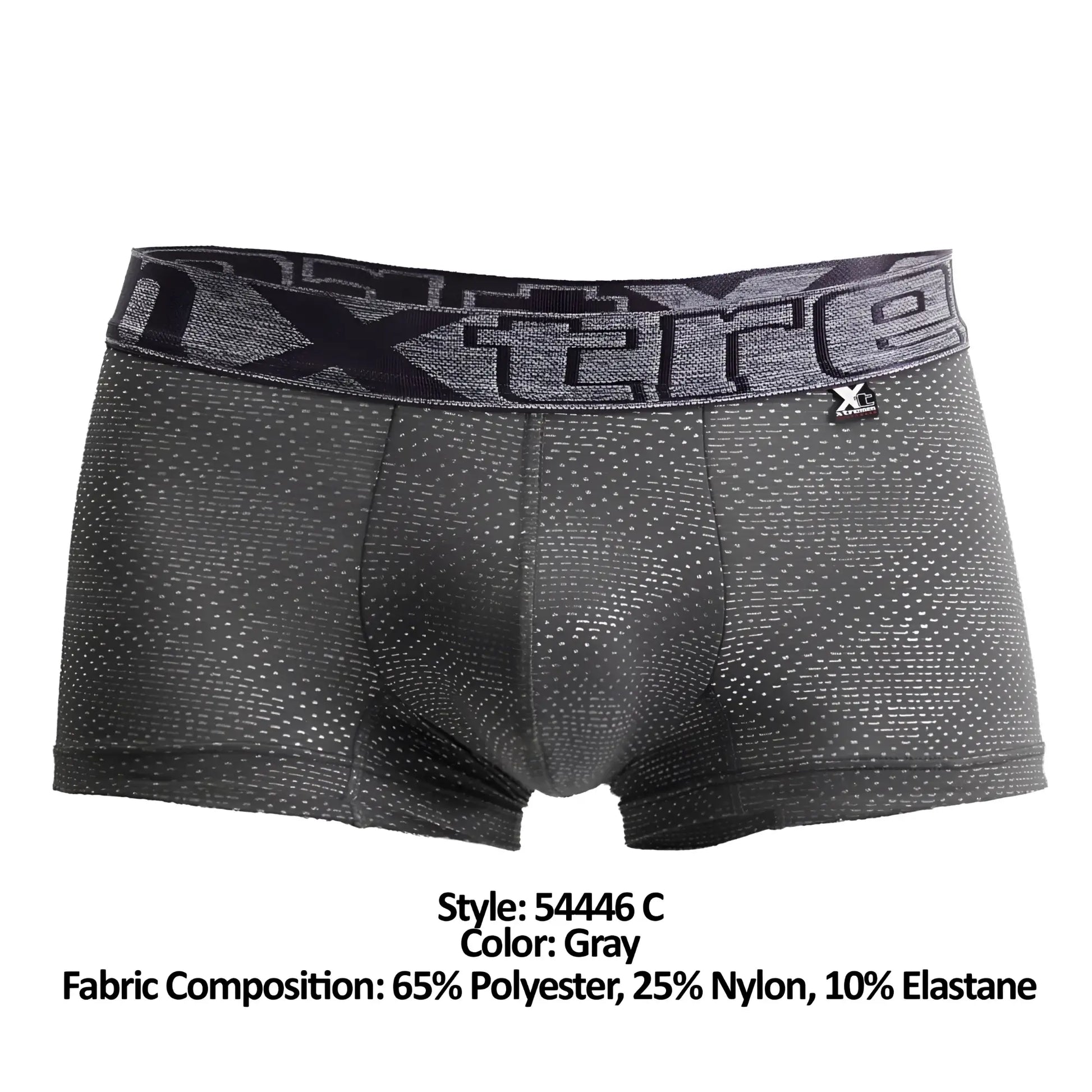Gray xtremen 54446c jacquard stripes men’s boxer briefs with textured dotted pattern and elastic waistband