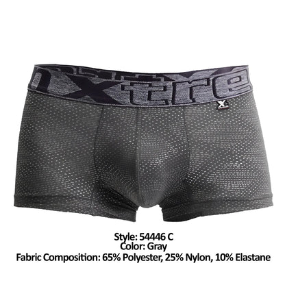 Gray xtremen 54446c jacquard stripes men’s boxer briefs with textured dotted pattern and elastic waistband