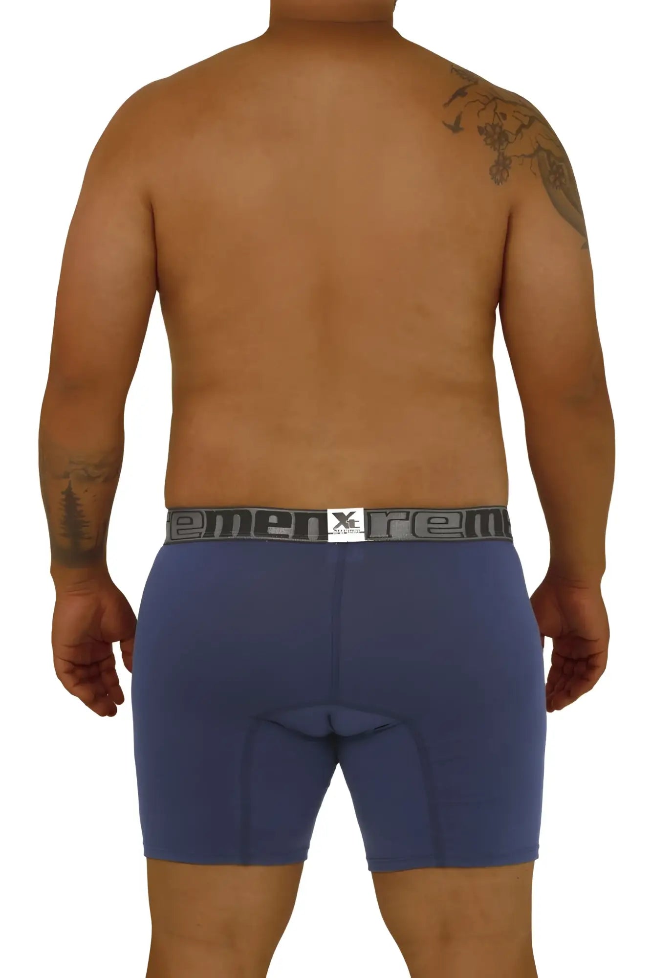 Xtremen 70001 plus blue men’s boxer briefs with gray elastic waistband and xtreme brand logo for comfortable wear