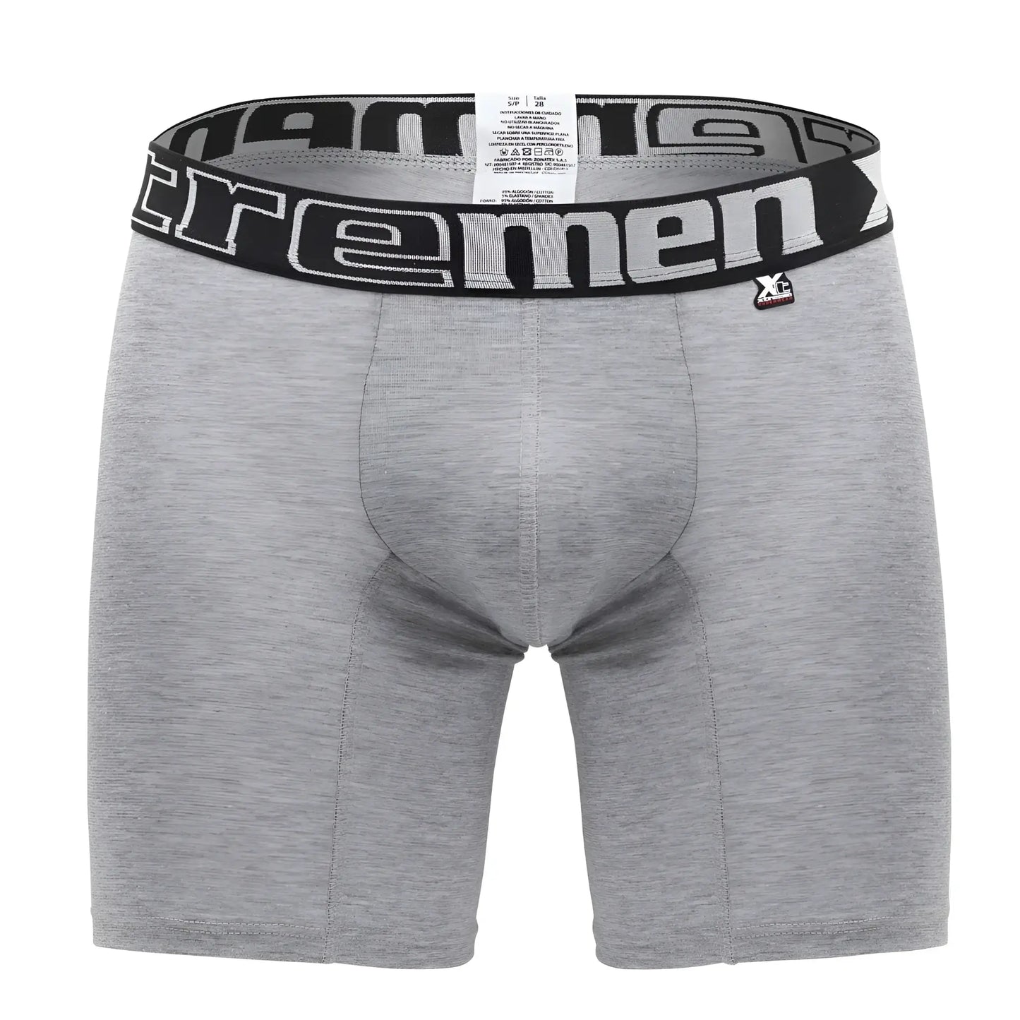 Gray heathered boxer briefs xtremen 70001 plus with black elastic waistband white extreme men lettering xl logo