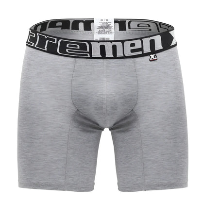 Gray heathered boxer briefs xtremen 70001 plus with black elastic waistband white extreme men lettering xl logo