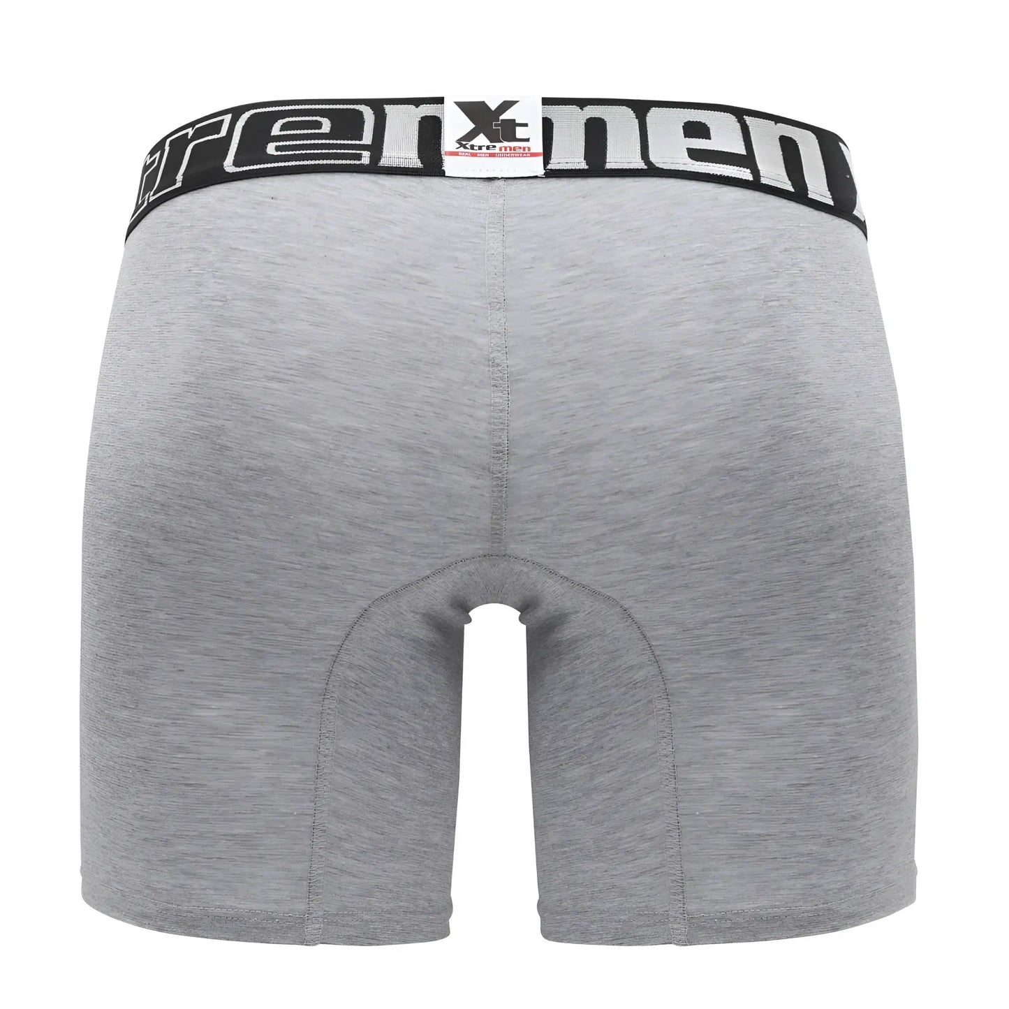 Gray heathered xtremen 70001 plus boxer briefs with black elastic waistband and white xtreme branding tag