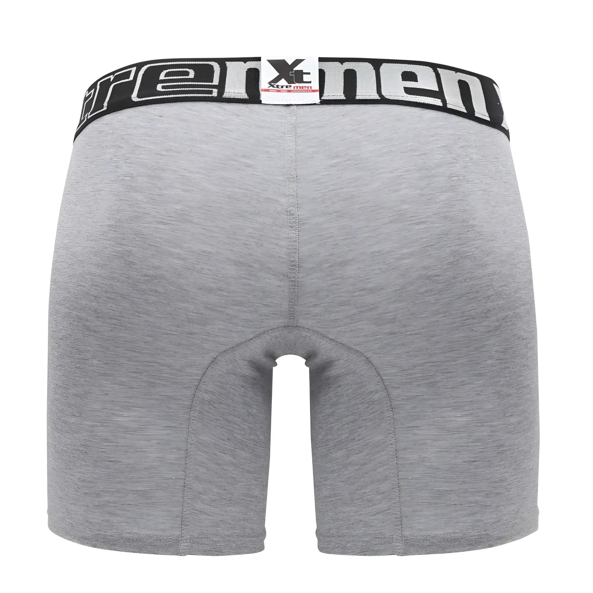 Gray heathered xtremen 70001 plus boxer briefs with black elastic waistband and white xtreme branding tag