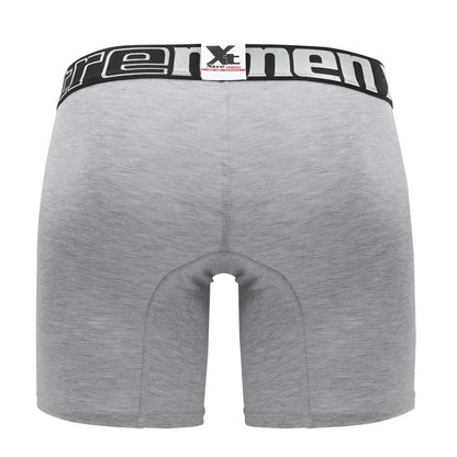 Gray heathered xtremen 70001 plus boxer briefs with black elastic waistband and white xtreme branding tag