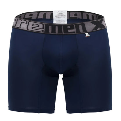 Navy blue men’s boxer briefs xtremen 70001 plus with gray and black elastic waistband featuring xc logo