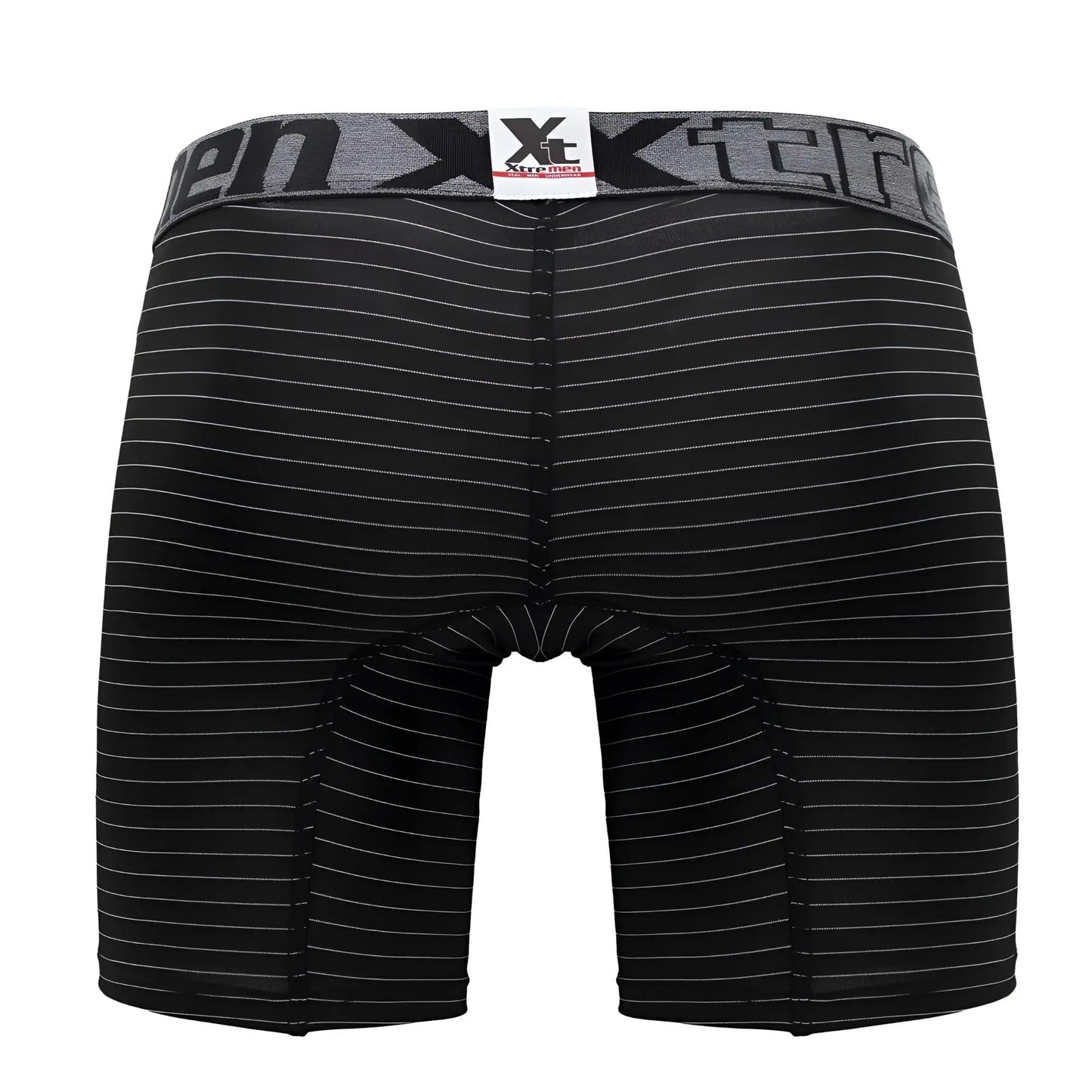 Black and gray striped men’s boxer briefs with branded waistband xtremen 70004 plus for comfortable daily wear