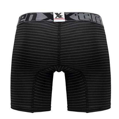 Black and gray striped men’s boxer briefs with branded waistband xtremen 70004 plus for comfortable daily wear