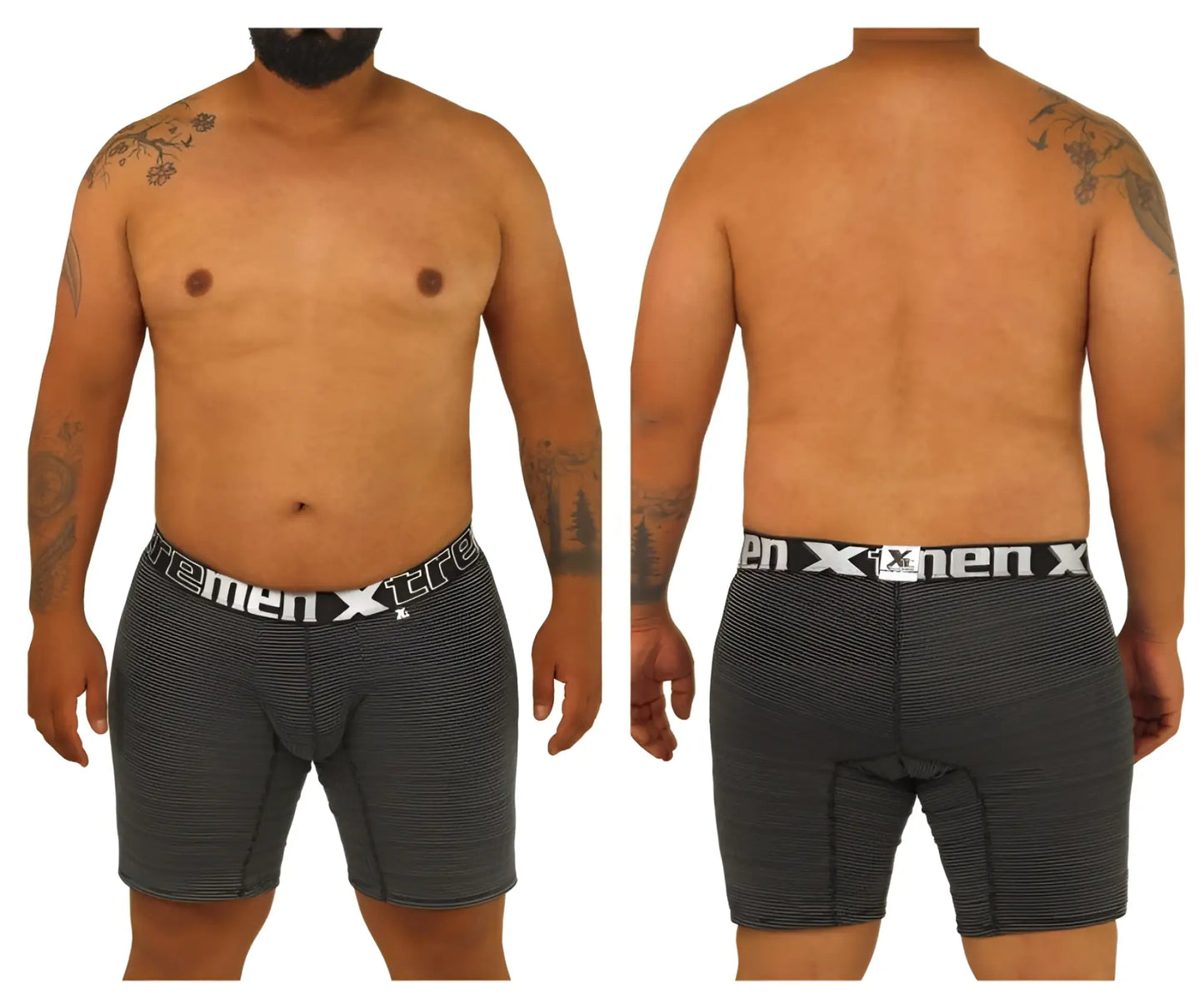 Black men’s boxer briefs xtremen 70005 plus with subtle texture and white elastic waistband featuring xmen xtreme logo
