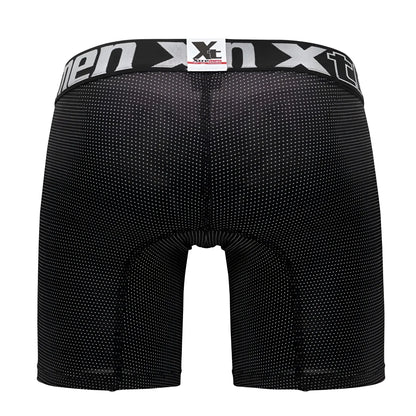 Black men’s boxer briefs xtremen 70005 plus in textured dotted fabric with white xtreme logo waistband