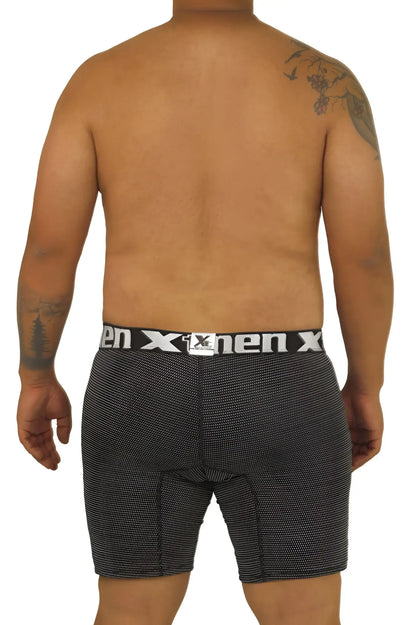 Black and white patterned men’s boxer briefs with branded waistband from Xtremen 70005 Plus collection