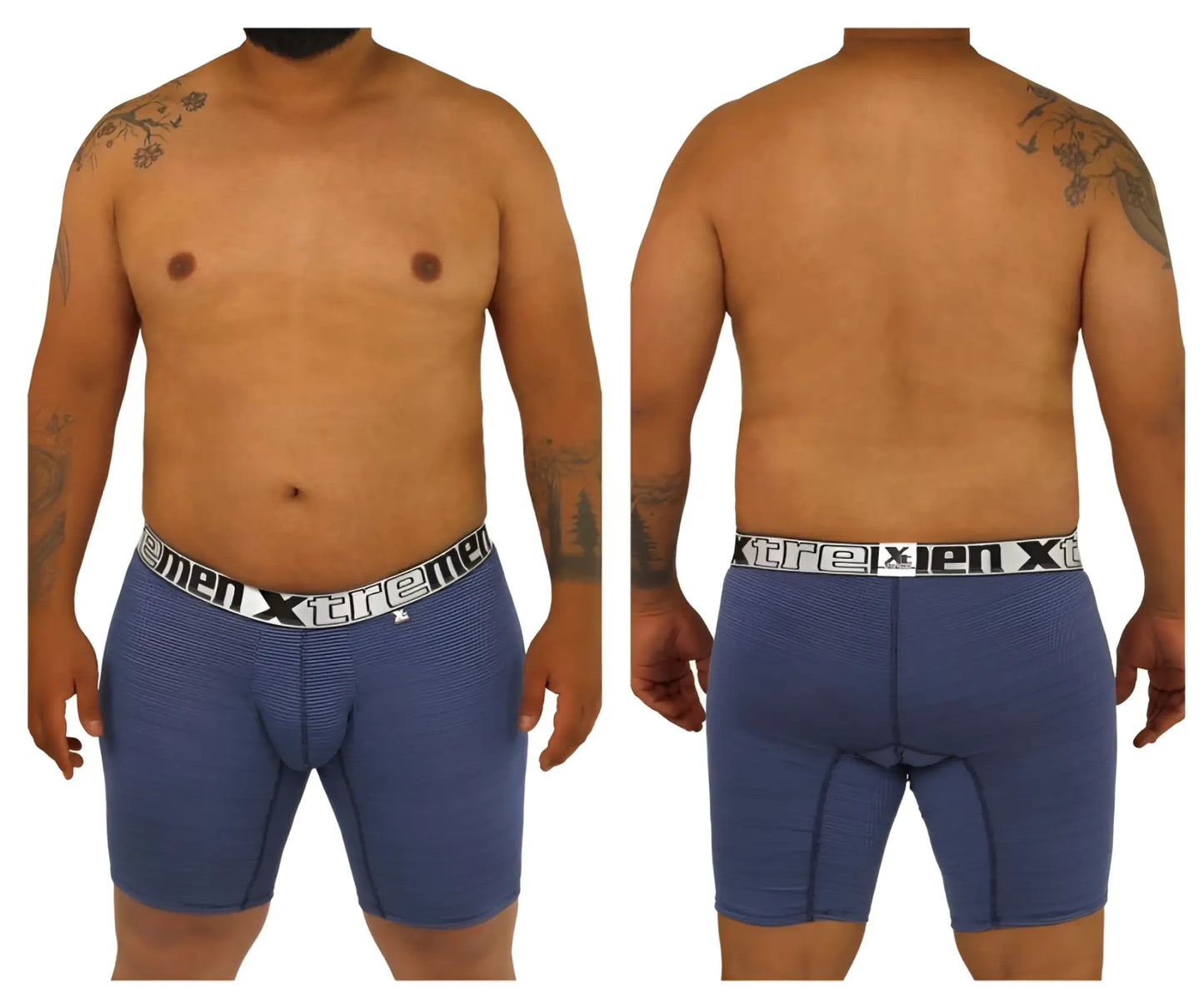 Blue patterned men’s boxer briefs with white elastic waistband branded xtreme from the Xtremen 70005 Plus series