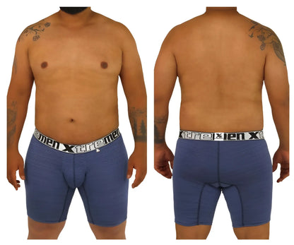 Blue patterned men’s boxer briefs with white elastic waistband branded xtreme from the Xtremen 70005 Plus series