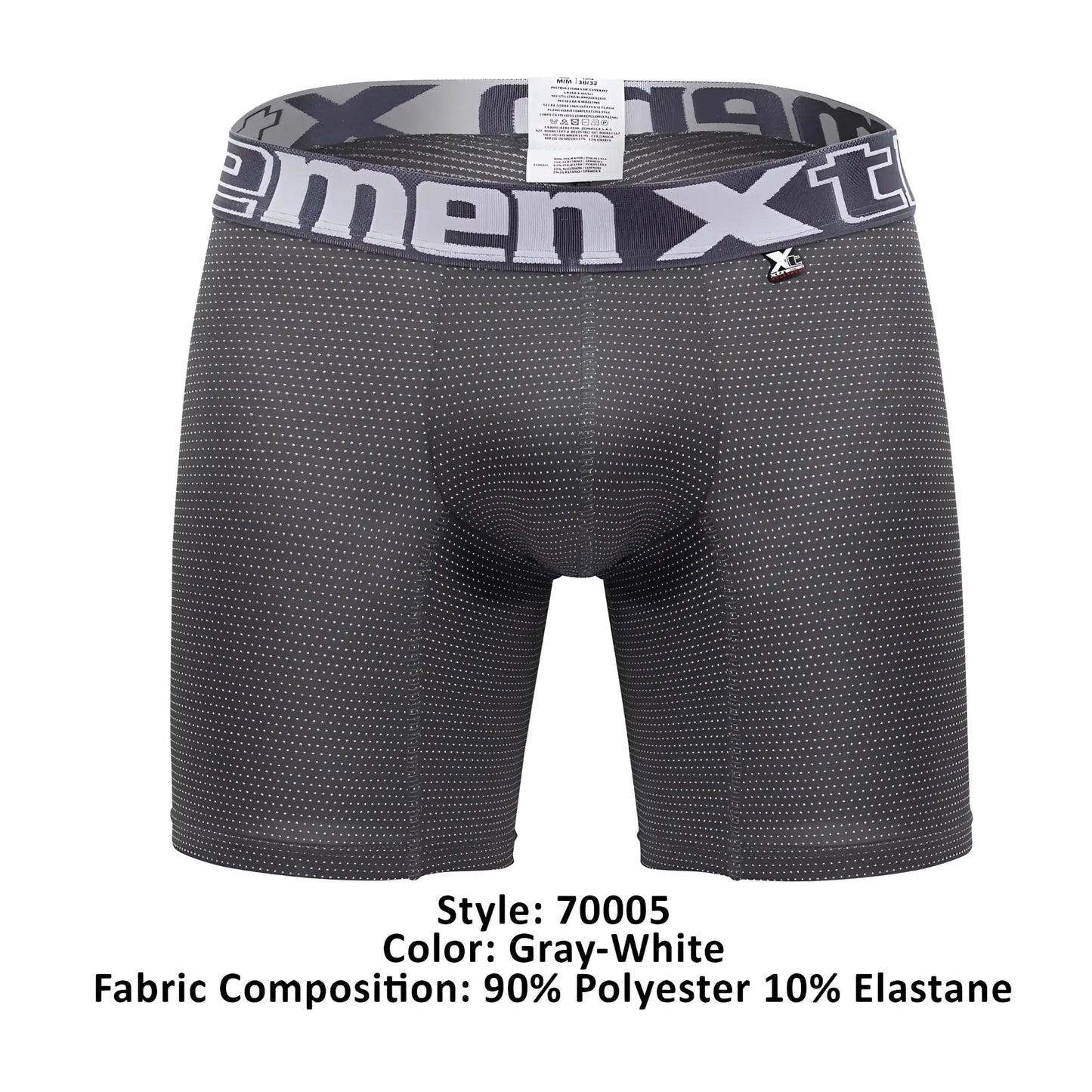 Gray and white patterned men’s boxer briefs xtremen 70005 plus with textured dotted fabric design