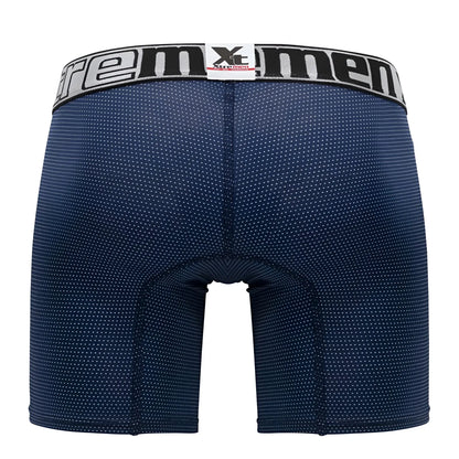 Navy blue xtremen 70005 plus boxer briefs with subtle white dots and gray waistband with xtreme men logo
