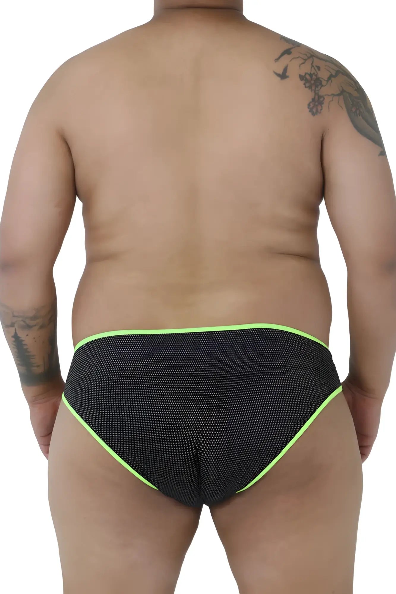 Black xtremen 91021x microfiber briefs with neon green trim featuring a breathable mesh design