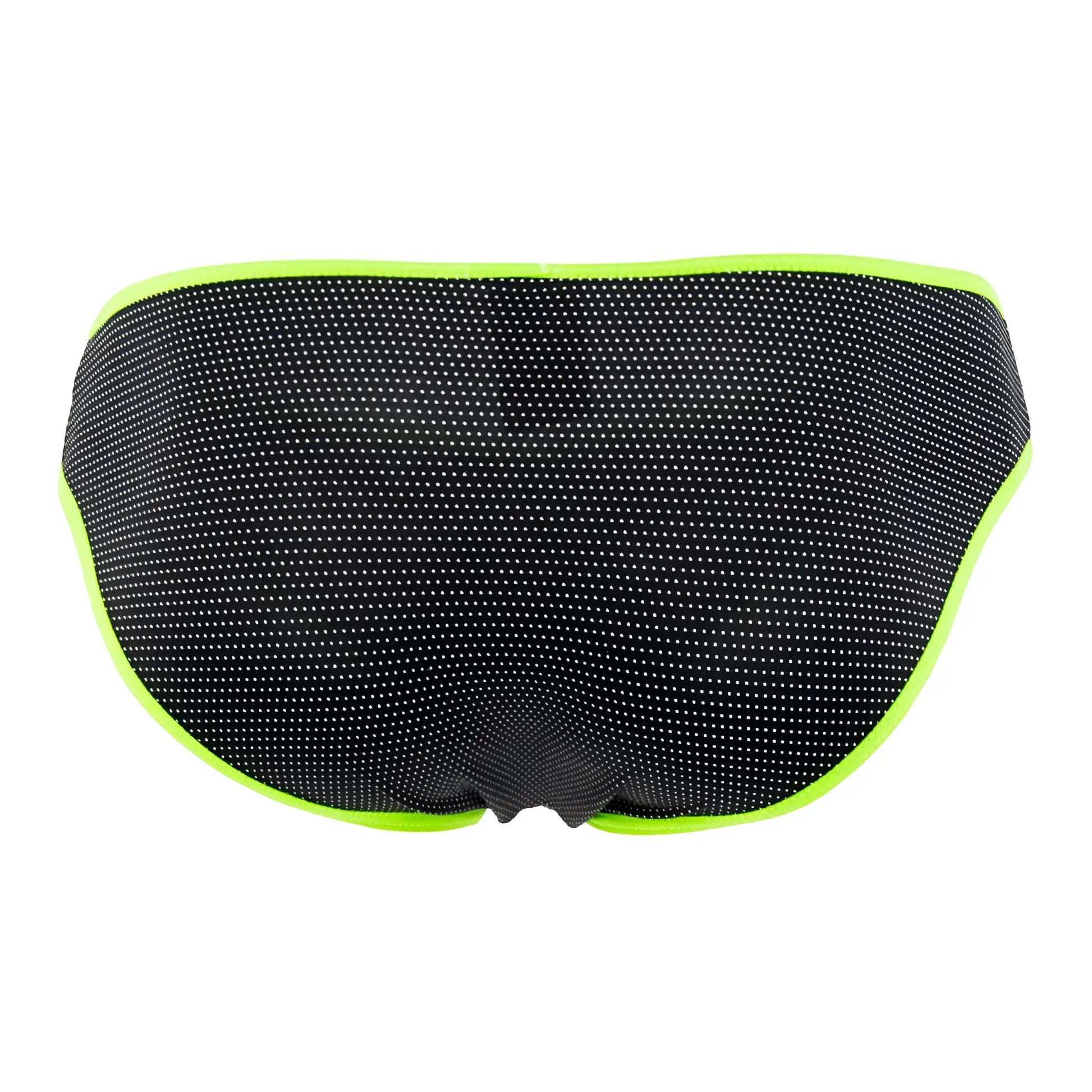 Black xtremen 91021x microfiber briefs with neon green trim and mesh fabric for swimwear use