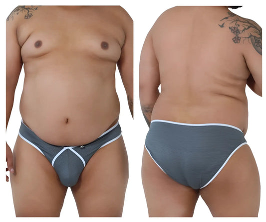 Xtremen 91021X gray microfiber briefs with white trim and v-shaped front design for comfortable daily wear