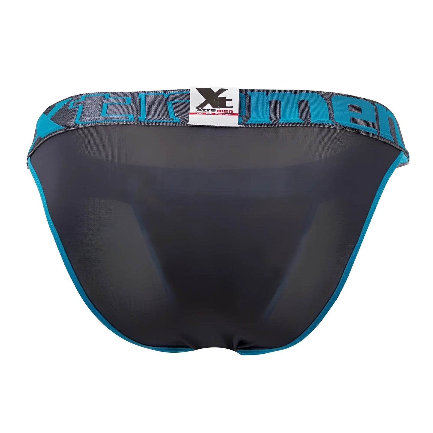 Black and teal xtremen 91057x-3 men’s briefs with mesh interior and elastic waistband in gray blue pink colors