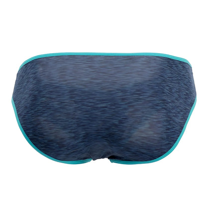 Blue heathered xtremen 91074 microfiber briefs with contrasting teal trim designed for athletic use
