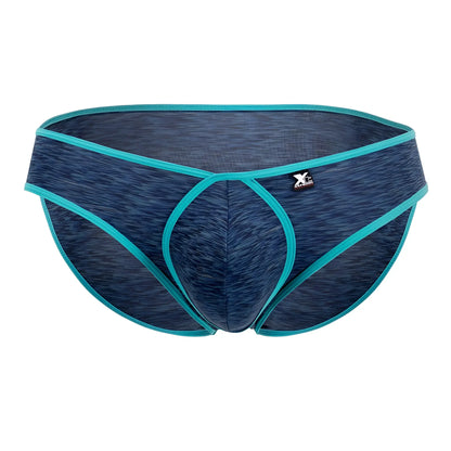Xtremen 91074 microfiber briefs in dark blue with teal textured fabric and contrasting trim ideal for athletic use