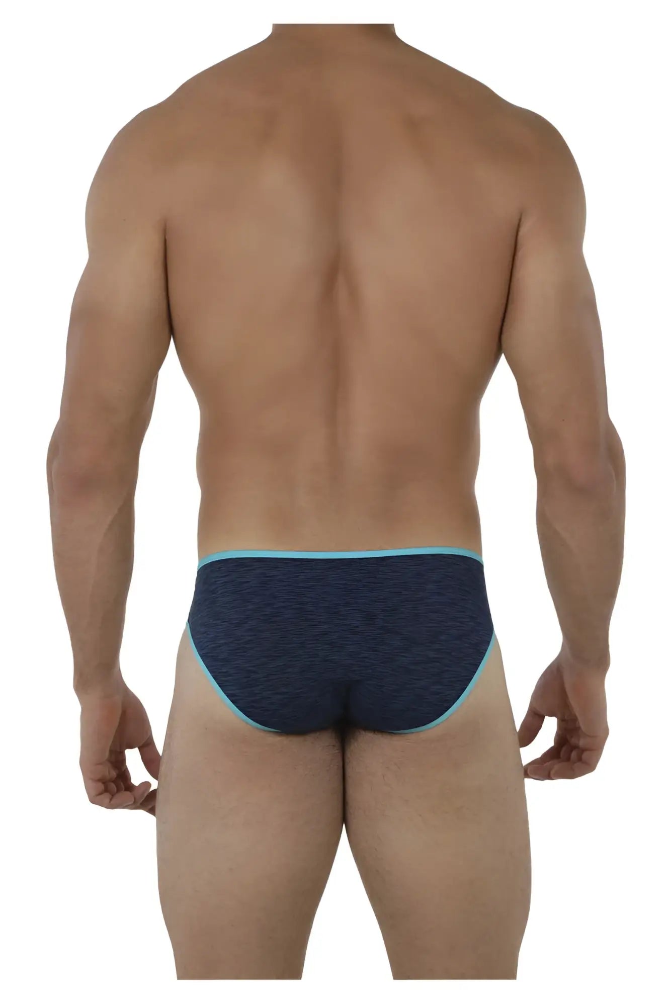 Dark blue xtremen 91074 microfiber briefs with light blue trim featuring textured fabric for comfortable wear