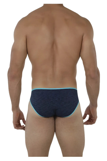 Dark blue xtremen 91074 microfiber briefs with light blue trim featuring textured fabric for comfortable wear