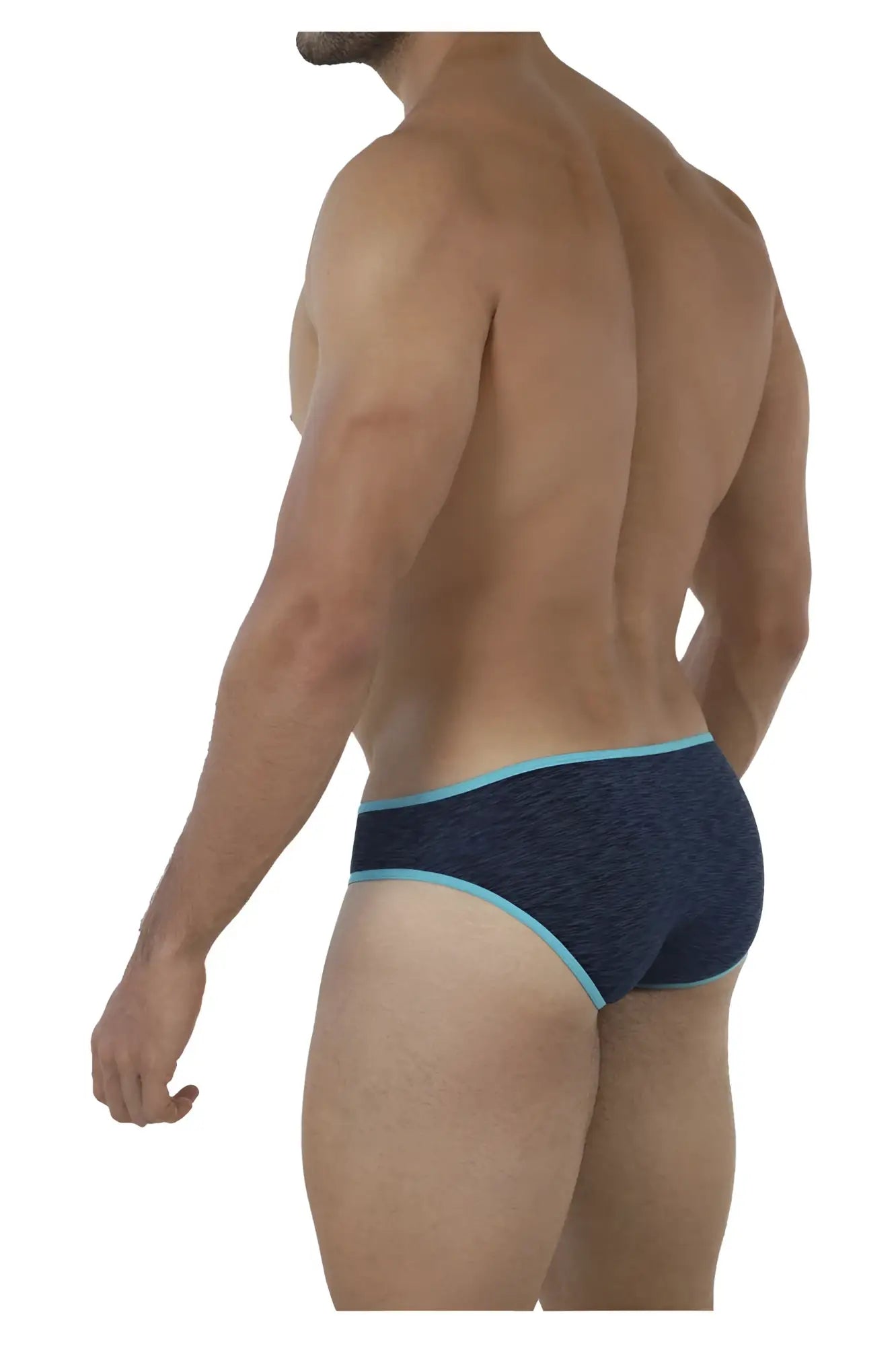 Dark blue xtremen 91074 microfiber briefs for men with light blue trim and textured fabric design