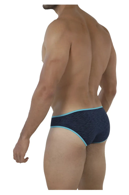 Dark blue xtremen 91074 microfiber briefs for men with light blue trim and textured fabric design