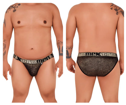 Black textured microfiber briefs with black and white xtreme elastic waistband xtremen 91089x frice bikini color black