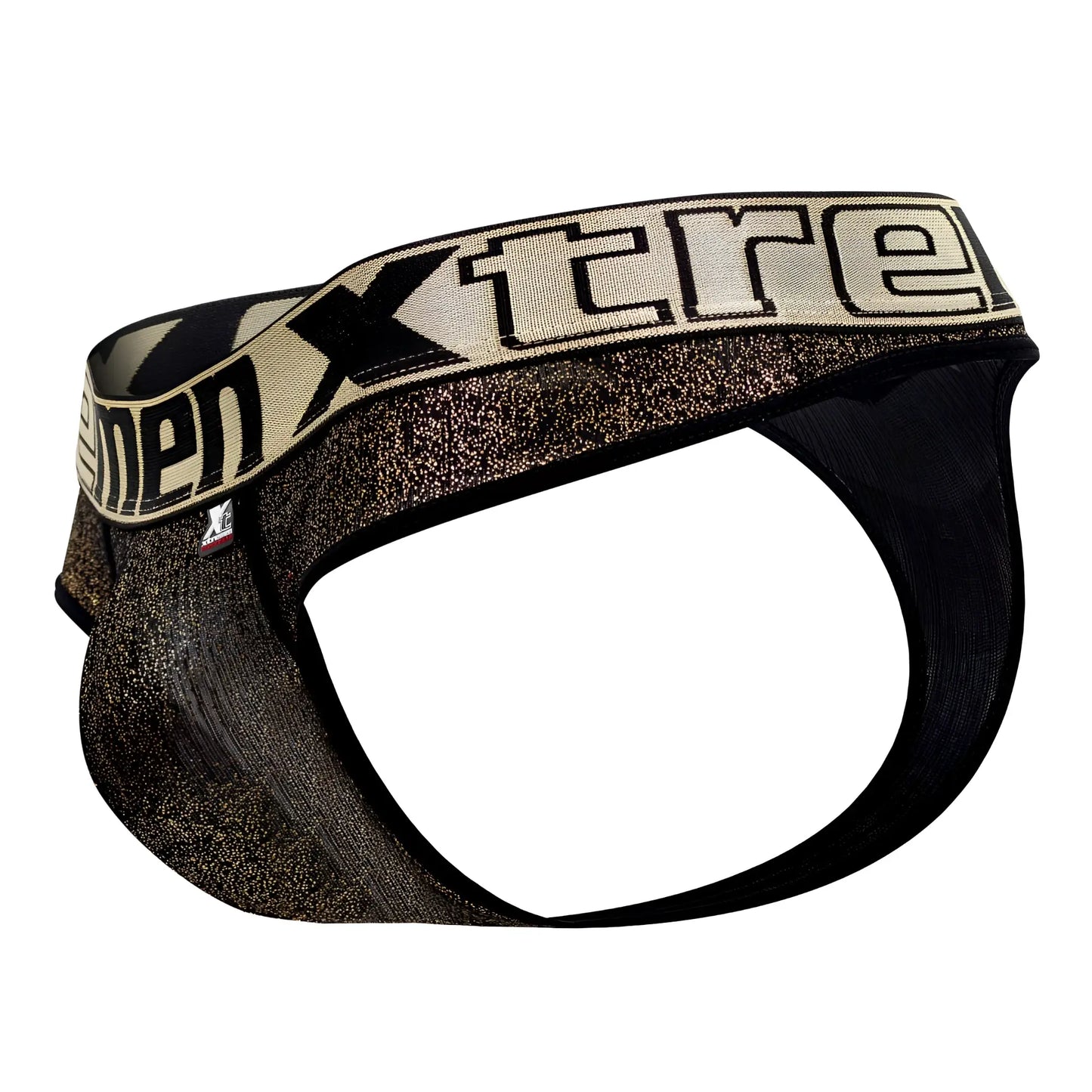 Black and gold glittery xtremen 91091x frice microfiber men’s briefs with bold xtreme logo band