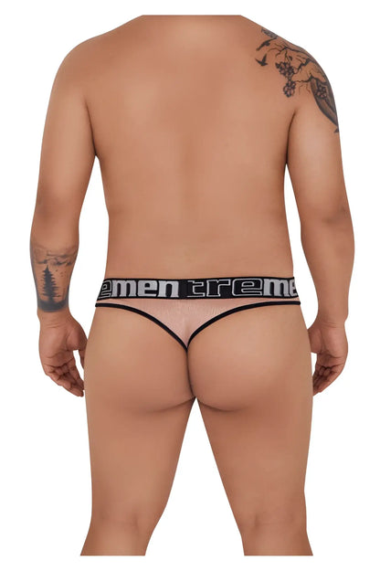 Black and transparent mesh men’s briefs with men treme branding on the waistband in microfiber material