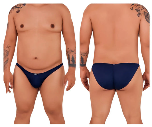 Navy blue Xtremen 91093X microfiber bikini briefs with a subtle brand logo on the front waistband