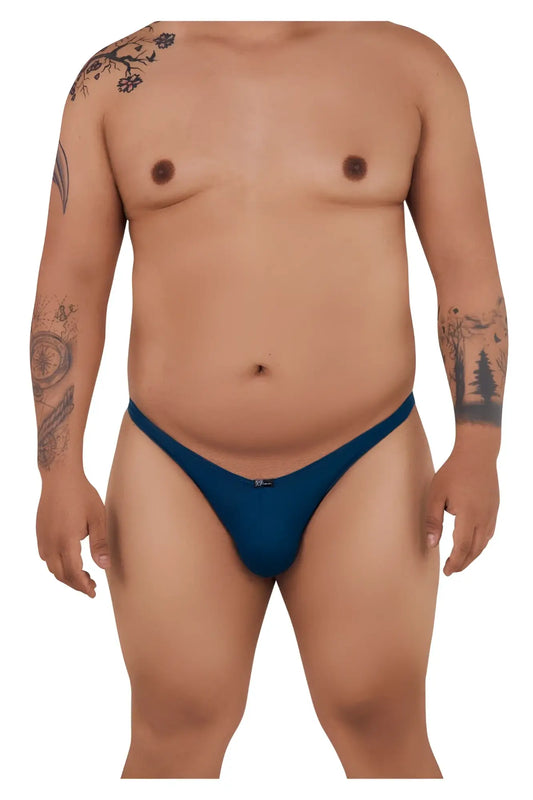 Xtremen 91093x microfiber bikini in petrol color with a blue thong and small black logo on the waistband front