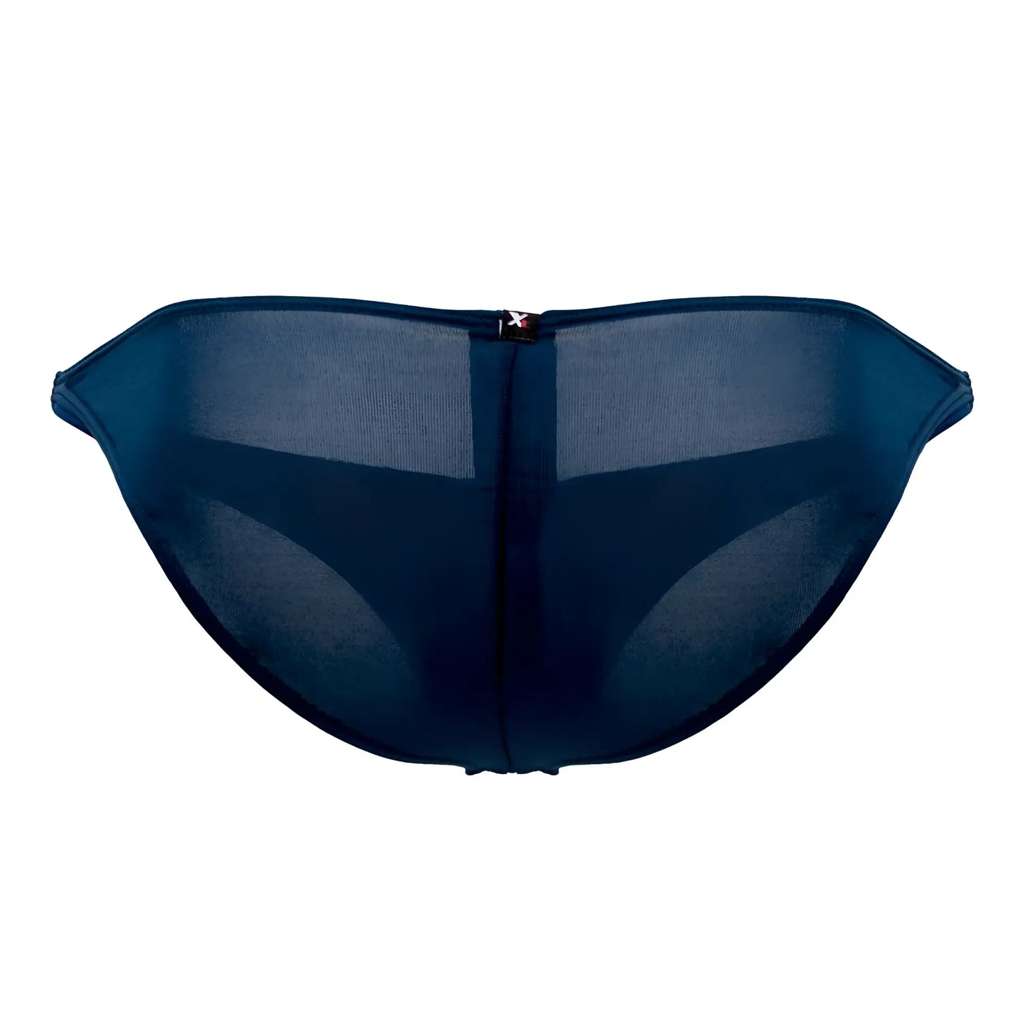 Dark blue sheer mesh microfiber bikini bottom with central zipper closure from Xtremen 91093X petrol color