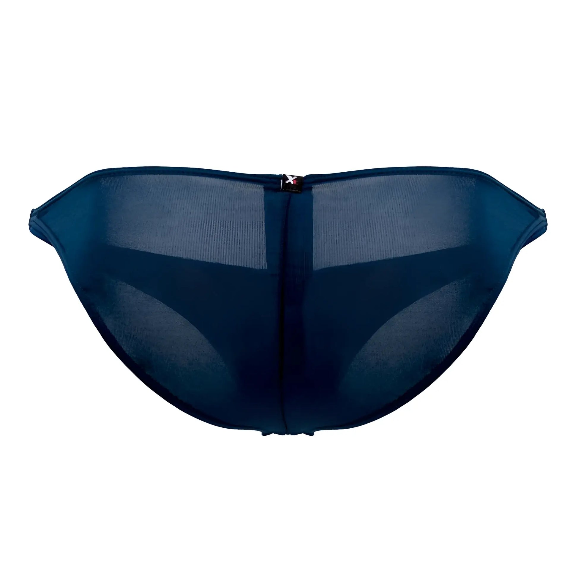 Dark blue sheer mesh microfiber bikini bottom with central zipper closure from Xtremen 91093X petrol color