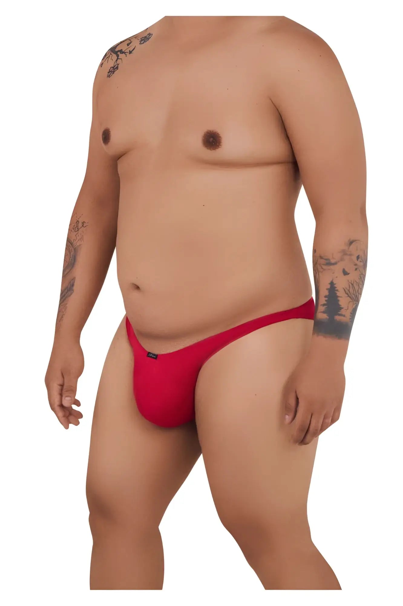 Red xtremen 91093x microfiber bikini briefs with a snug fit and a small black logo on the left hip