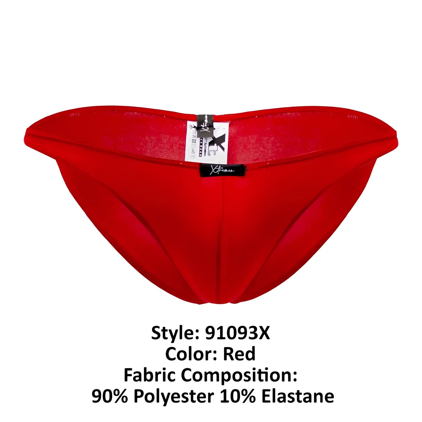 Red xtremen 91093x microfiber bikini swim trunks made of 90% polyester 10% elastane with a form-fitting design