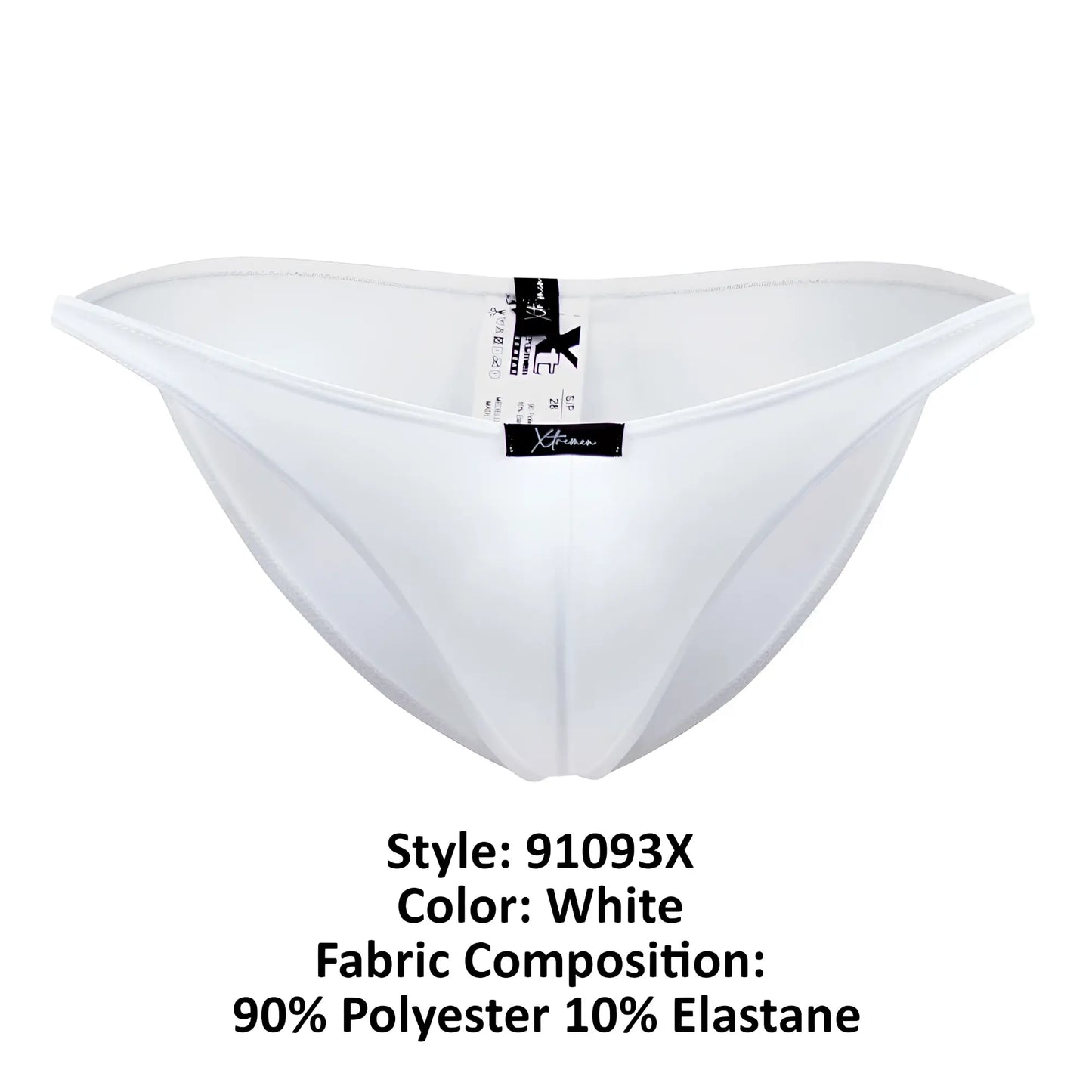 White xtremen 91093x microfiber bikini briefs made of 90 polyester 10 elastane with branded tag and sleek fit
