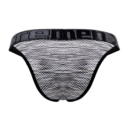 Black and gray microfiber mesh men’s briefs with bold remen logo on waistband xtremen 91098 bikini style