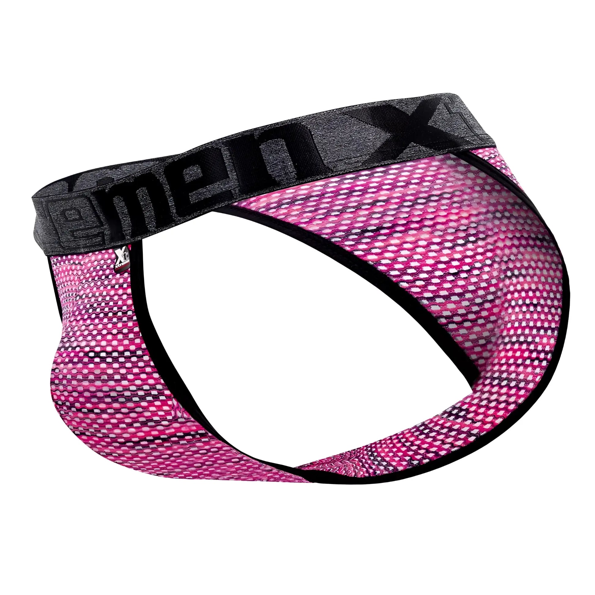 Pink and black microfiber mesh menx briefs with gray waistband xtremen 91098x bikini style