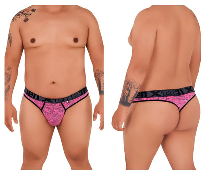Pink and black patterned men’s microfiber mesh briefs with branded waistband xtremen 91100x color pink