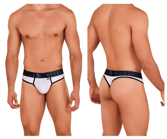White men’s microfiber briefs with black elastic waistband featuring men xter logo from xtremen 91101 collection