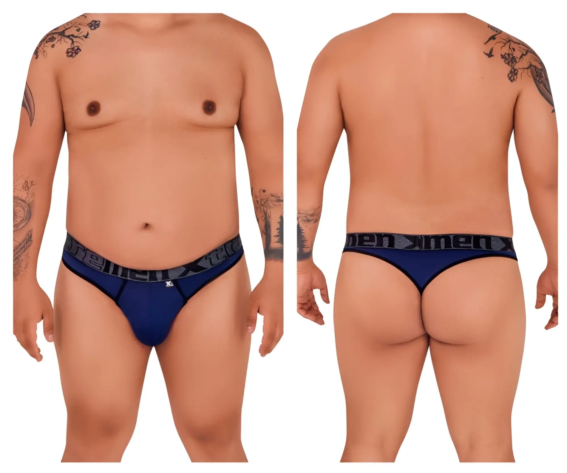 Navy blue menmed microfiber briefs with black elastic waistband in xtremen 91101x microfiber thongs dark blue design