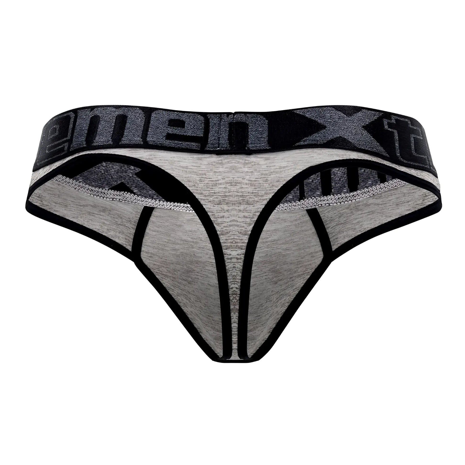 Gray and black xtremen 91101x microfiber thongs with textured menx waistband in jasper gray color