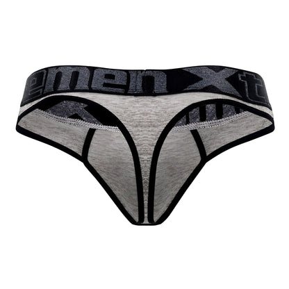 Gray and black xtremen 91101x microfiber thongs with textured menx waistband in jasper gray color