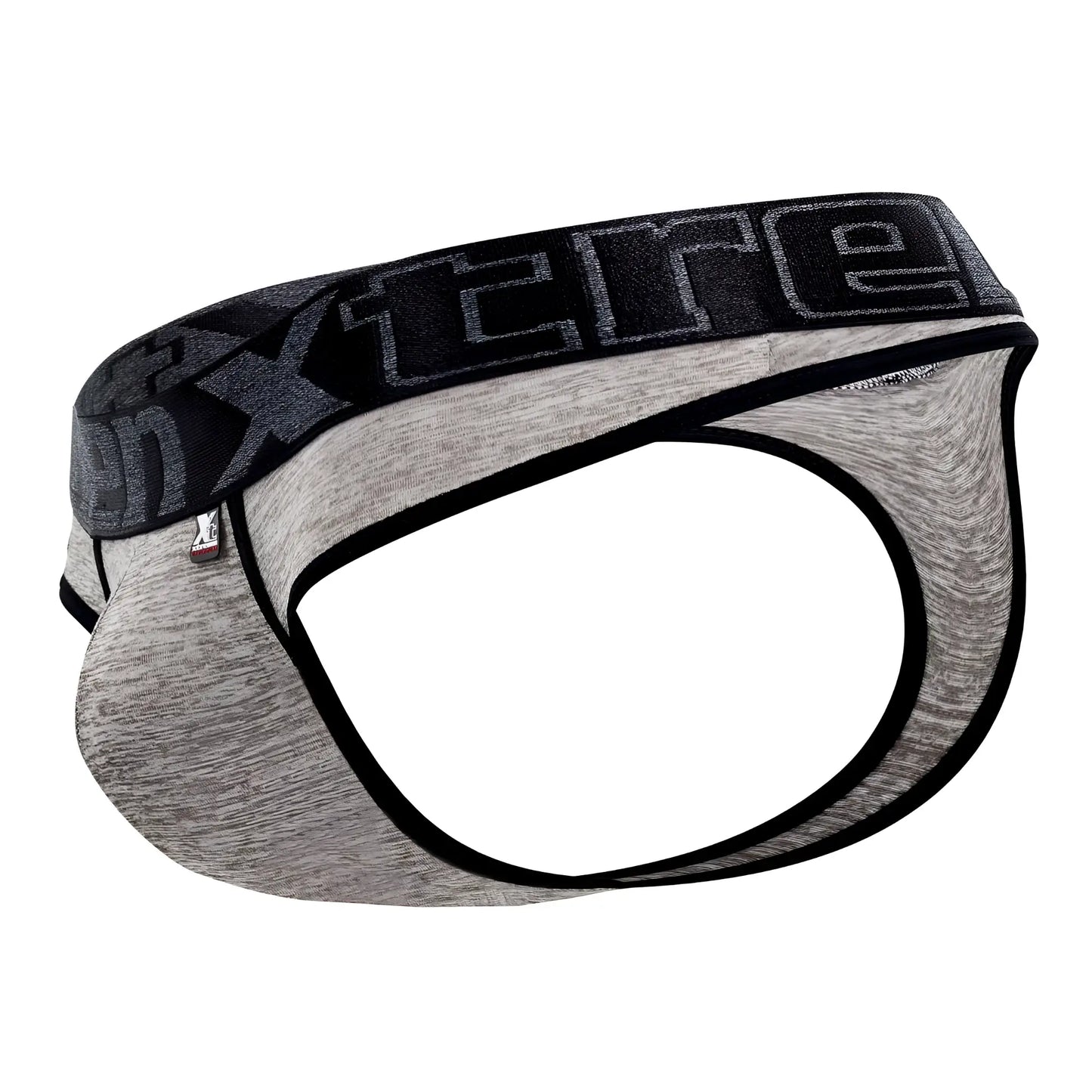 Gray heathered xtremen 91101x microfiber briefs with black elastic waistband and gray xtreme logo