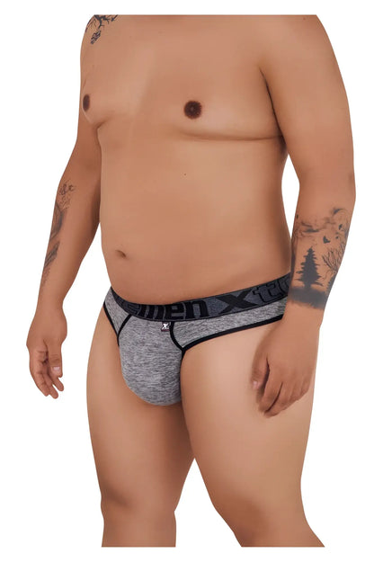 Gray heathered xtremen 91101x microfiber men’s briefs with black x-tech waistband in jasper gray color